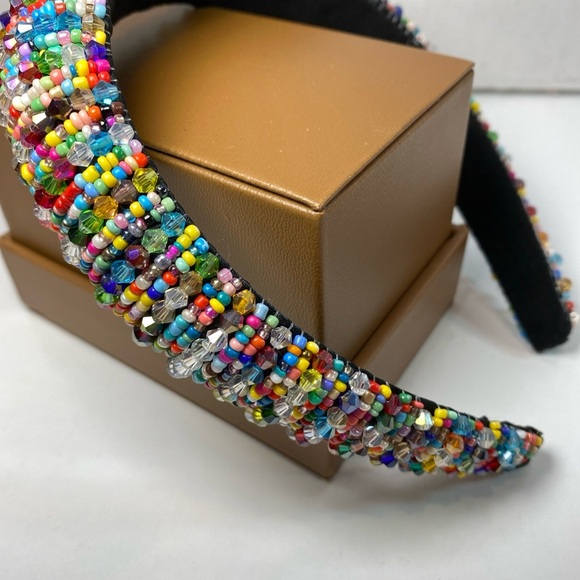 Beaded Headband in Black Multi colorful Glamorous Headband for Ladie - Picture 5 of 6